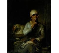WYKUJMYTO Famous Oil Paintings Nordic Canvas Artwork Painting Graffiti Picture Woman and Child Silence by Jean Francois Millets Artwork Canvas Prints for Home Decor 60x90cm
