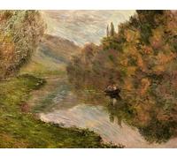 WYKUJMYTO Famous Painting on Canvas Artwork Picture Boat on The Seine At Jeufosse by Claude Monet Mural Art Prints for Home Decor 60x90cm