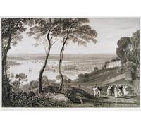 WYKUJMYTO Famous Painting on Canvas Artwork Picture Dock From Mount Edgecombe From 'cooke's Picturesque Views of the Southern Engraved by Mallord William Turner Mural Art Prints for Home Decor 60x90cm