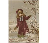WYKUJMYTO Famous Painting on Canvas Artwork Picture Girl Taking Bread to Feed Birds in the Snow by Mary Ellen Edwards Mural Art Prints for Office Decor 60x90cm