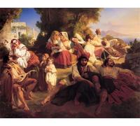 WYKUJMYTO Famous Painting on Canvas Artwork Picture Il Dolce Far Niente by Xaver Winterhalter Mural Art Prints for Home Decor 60x90cm