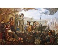 WYKUJMYTO Famous Painting on Canvas Artwork Picture Lancelot and Guineveren by Herbert Jamess Draper Mural Art Prints for Home Decor 60x90cm