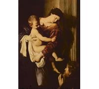 WYKUJMYTO Famous Painting on Canvas Artwork Picture of Lady of the Pilgrims by Merisi Caravaggio Mural Art Prints for Office Decor 60x90cm