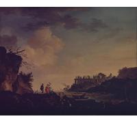 WYKUJMYTO Famous Painting on Canvas Artwork Picture Ruins Near the Mouth of a River by Claude Vernet Mural Art Prints for Home Decor 60x90cm