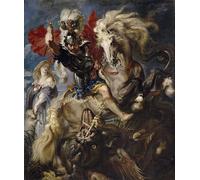 WYKUJMYTO Famous Painting on Canvas Artwork Picture Saint George and the Dragon by Peter Paul Rubens Mural Art Prints for Office Decor 60x90cm