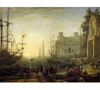 WYKUJMYTO Famous Painting on Canvas Artwork Picture Seaport with Villa Medici by Claude Lorrain Mural Art Prints for Home Decor 60x90cm