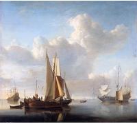 WYKUJMYTO Famous Painting on Canvas Artwork Picture Ships off the by Willem Van De Velde the Younger Mural Art Prints for Home Decor 60x90cm
