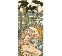 WYKUJMYTO Famous Painting on Canvas Artwork Picture Sorrowful Maiden the Three Ravens by Walter Crane Mural Art Prints for Home Decor 60x90cm