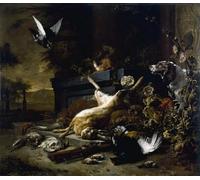 WYKUJMYTO Famous Painting on Canvas Artwork Picture Still Life of Game Including a Hare Black Grouse and Partridge by Jan Baptist Weenix Mural Art Prints for Office Decor 60x90cm