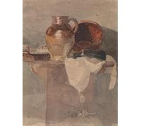 WYKUJMYTO Famous Painting on Canvas Artwork Picture Still Life with a Jug and Copper Pan by Peter De Wint Mural Art Prints for Home Decor 60x90cm