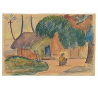 WYKUJMYTO Famous Painting on Canvas Artwork Picture Tahitian Hut by Paul Gauguin Mural Art Prints for Home Decor 60x90cm