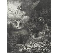 WYKUJMYTO Famous Painting on Canvas Artwork Picture The angel appearing to the shepherds by Rembrandt van Rijn Mural Art Prints for Office Decor 60x90cm