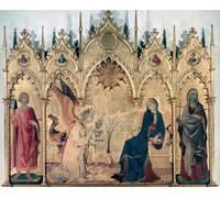 WYKUJMYTO Famous Painting on Canvas Artwork Picture the Annunciation and Two Saints by Simone Maritini Mural Art Prints for Office Decor 60x90cm