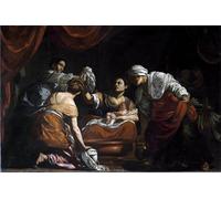 WYKUJMYTO Famous Painting on Canvas Artwork Picture the Birth of the Virgin by Simon Vouet Mural Art Prints for Office Decor 60x90cm