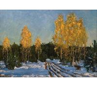 WYKUJMYTO Famous Painting on Canvas Artwork Picture the First Snow by Stanislav Zhukovsky Mural Art Prints for Home Decor 60x90cm