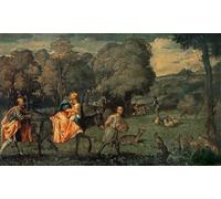 WYKUJMYTO Famous Painting on Canvas Artwork Picture the Flight Into Egypt by Tiziano Vecelli Mural Art Prints for Home Decor 60x90cm
