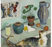 WYKUJMYTO Famous Painting on Canvas Artwork Picture the Ghost in the House Stool Still Life with Cat by August Macke Mural Art Prints for Home Decor 60x90cm