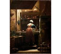 WYKUJMYTO Famous Painting on Canvas Artwork Picture the Kitchen Girl Painting by Giuseppe Maria Crespi Mural Art Prints for Home Decor 60x90cm
