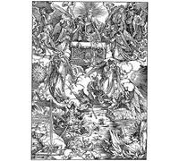 WYKUJMYTO Famous Painting on Canvas Artwork Picture the Opening of the Seventh Seal the Seven Angels with the Trumpets by Albrecht Dürer Mural Art Prints for Home Decor 60x90cm