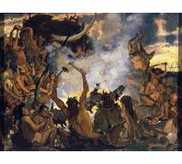 WYKUJMYTO Famous Painting on Canvas Artwork Picture the Stone Age a Feast by Viktor Mikhaylovich Vasnetsov Mural Art Prints for Home Decor 60x90cm