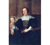 WYKUJMYTO Famous Painting on Canvas Artwork Picture the Wife and Daughter of Colyn De Nole by Sir Antony Van Dyck Mural Art Prints for Home Decor 60x90cm