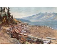 WYKUJMYTO Famous Painting on Canvas Artwork Picture View From the Shore of Kootenay Lake by Harold Copping Mural Art Prints for Home Decor 60x90cm