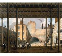 WYKUJMYTO Famous Painting on Canvas Artwork Picture Warehouses Etc At the End of the Tunnel Towards Wapping by Talbot Bury Mural Art Prints for Home Decor 60x90cm