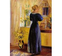 WYKUJMYTO Famous Painting on Canvas Artwork Picture Young Woman in Front of a Mirror Anna Ancher Mural Art Prints for Office Decor 60x90cm