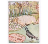 WYKUJMYTO Retro Picture Artwork Painting Art Wall Posters and the Sheep Went to Sleep Illustration From Crow's Party by Leonard Leslie Brooke Canvas Art Paintings for Office Decor 60x90cm