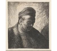 WYKUJMYTO Retro Picture Artwork Painting Art Wall Posters Beardless man in a Fur Cloak and cap: bust by Cornelis Danckerts I workshop of Canvas Art Paintings for Office Decor 60x90cm