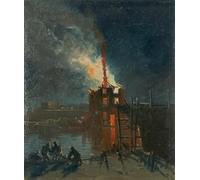 WYKUJMYTO Retro Picture Artwork Painting Art Wall Posters Bristol Riots Warehouse From Wapping by Baker Pyne Canvas Art Paintings for Home Decor 60x90cm