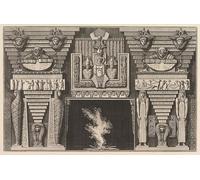 WYKUJMYTO Retro Picture Artwork Painting Art Wall Posters Chimneypiece in the Egyptian Style Two Mummies in Profile on the Left and Two Figures by Battista Piranesi for Home Decor 60x90cm