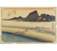 WYKUJMYTO Retro Picture Artwork Painting Art Wall Posters Distant Bank of the River Kanaya by Utagawa Hiroshige Canvas Art Paintings for Office Decor 60x90cm