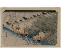 WYKUJMYTO Retro Picture Artwork Painting Art Wall Posters Driving Rain At Shono Station From the Series Fifty-three Stations of the Tokaido by Ando Hiroshige for Office Decor 60x90cm