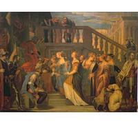 WYKUJMYTO Retro Picture Artwork Painting Art Wall Posters Esther and Ahasuerus by Paolo Veronese Canvas Art Paintings for Home Decor 60x90cm