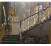 WYKUJMYTO Retro Picture Artwork Painting Art Wall Posters Ethel Sands Descending the Stairs At Newington by Walter Richard Sickert Canvas Art Paintings for Home Decor 60x90cm