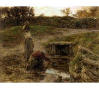 WYKUJMYTO Retro Picture Artwork Painting Art Wall Posters Femmes a La Fontaine by Leon-augustin L'hermitte Canvas Art Paintings for Home Decor 60x90cm