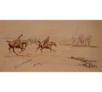 WYKUJMYTO Retro Picture Artwork Painting Art Wall Posters Hunting with the Quorn by Eustace Stretton Canvas Art Paintings for Home Decor 60x90cm