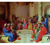 WYKUJMYTO Retro Picture Artwork Painting Art Wall Posters Jesus Among the Doctors by Jean Auguste Ingres Canvas Art Paintings for Office Decor 60x90cm