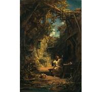 WYKUJMYTO Retro Picture Artwork Painting Art Wall Posters Monk at the wine tasting by Carl Spitzweg Canvas Art Paintings for Home Decor 60x90cm