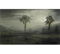 WYKUJMYTO Retro Picture Artwork Painting Art Wall Posters Moonlight on Mount Lafayette by William Trost Richards Canvas Art Paintings for Office Decor 60x90cm