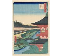 WYKUJMYTO Retro Picture Artwork Painting Art Wall Posters Pagoda of Zojoji Temple Akabane From the Series One Hundred Views of Edo by Ando Hiroshige Canvas Art Paintings for Home Decor 60x90cm
