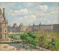 WYKUJMYTO Retro Picture Artwork Painting Art Wall Posters Place Du Carrousel Paris by Camille Pissarro Canvas Art Paintings for Office Decor 60x90cm