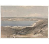 WYKUJMYTO Retro Picture Artwork Painting Art Wall Posters Sea of Galilee At Genezareth Looking Towards Bashan by David Roberts Canvas Art Paintings for Office Decor 60x90cm