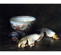 WYKUJMYTO Retro Picture Artwork Painting Art Wall Posters Still Life with Fish William Merritt Canvas Art Paintings for Office Decor 60x90cm