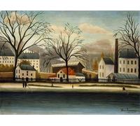 WYKUJMYTO Retro Picture Artwork Painting Art Wall Posters Suburbs; Banlieue by Henri J F Rousseau Canvas Art Paintings for Office Decor 60x90cm