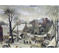 WYKUJMYTO Retro Picture Artwork Painting Art Wall Posters the Census At Bethlehem Detail of the Houses and Fortifications by Pieter Bruegel the Elder Canvas Art Paintings for Home Decor 60x90cm