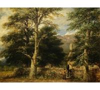 WYKUJMYTO Retro Picture Artwork Painting Art Wall Posters the Church At Betws Y Coed Snowdonia by David Cox Canvas Art Paintings for Home Decor 60x90cm
