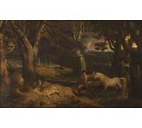 WYKUJMYTO Retro Picture Artwork Painting Art Wall Posters the Deer Stealer by Ward Canvas Art Paintings for Home Decor 60x90cm