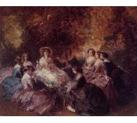 WYKUJMYTO Retro Picture Artwork Painting Art Wall Posters The Empress Eugenie Surrounded by her Ladies in Waiting Winterhalter Canvas Art Paintings for Office Decor 60x90cm